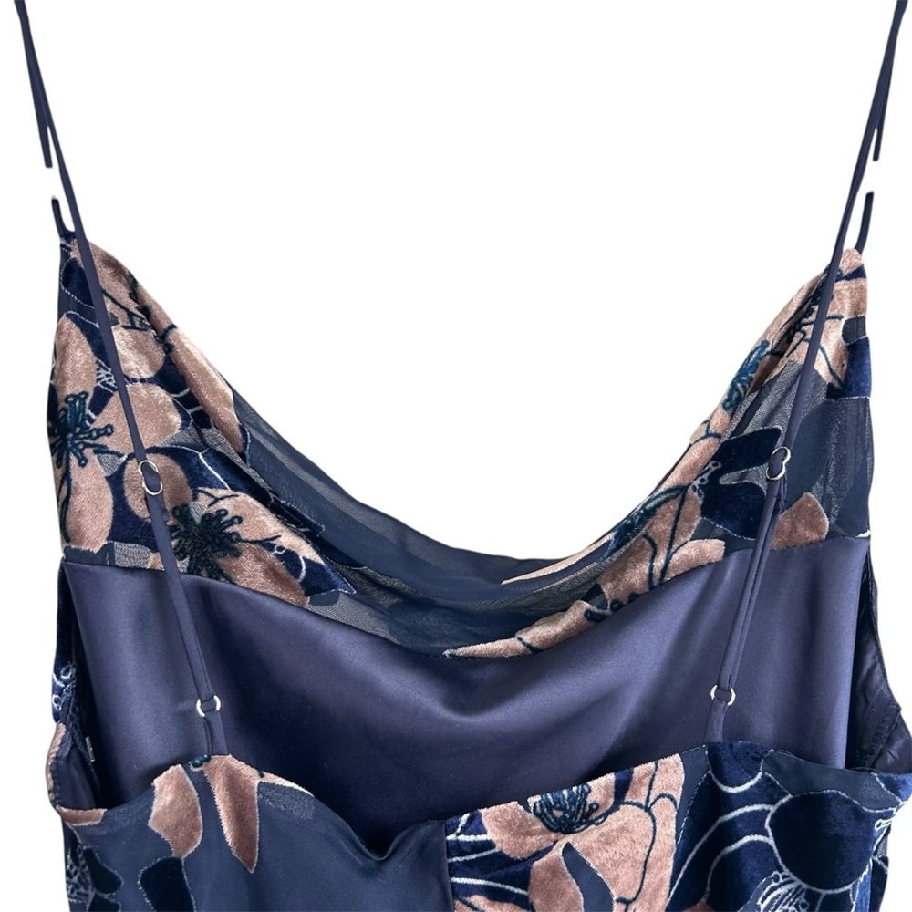 Hello Molly Ninety Kisses Blue Mocha Print Velvet Burnout Slip Mini Dress Size M - Picture 6 of 16